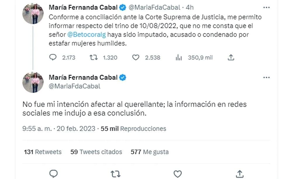 Senadora Cabal vuelve a dar información falsa sobre un activista